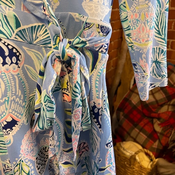 LILLY PULITZER Jessalynne Wrap Romper Blue Peri Lapis Lanterns - Picture 4 of 16